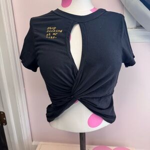 Boys Lie "Stop Looking At My T**s" Graphic Tee with Twist